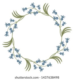 Isolated vector illustration. Round floral decor or frame. Wreath of hyacinth flowers.
