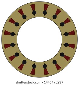 Isolated vector illustration. Round floral decor, frame or texture with medieval Indian Mogul motif.