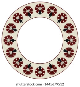 Isolated vector illustration. Round floral decor, frame or texture. Medieval Indian Mogul motif.