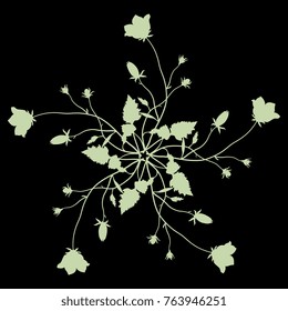 Isolated vector illustration. Round floral element with bluebell flowers.