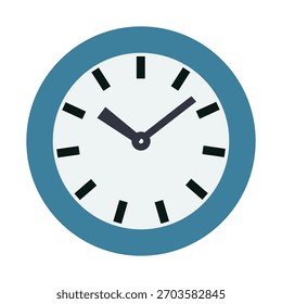 Ilustración vectorial aislada de un reloj de pared redondo con agujas de hora y minuto, un símbolo clásico del tiempo, la fecha límite y los negocios