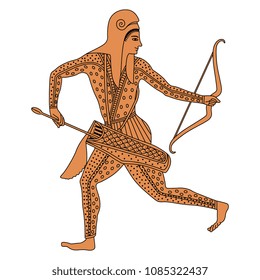 Isolated vector illustration of a Scythian warrior. Based on ancient Greek vase painting motif.