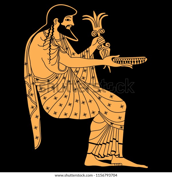 Isolated Vector Illustration Seated Ancient Greek Stock Vector