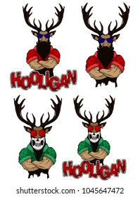 Isolated vector illustration a set strong wild animals- men. Logo.
