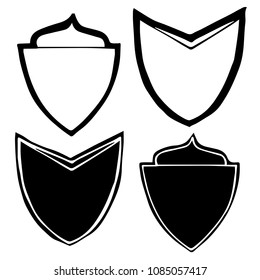 Isolated Vector Illustration of Shields Banner. Outline, Silhouette, Flat, Icon, Sign, Logo, Symbol, Object, Graphic Design, Background, Element, Illustration for Print.