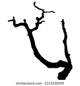 Isolated vector illustration. Silhouette of a bare tree or tree branch.