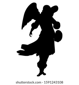 
Isolated vector illustration. Silhouette of baroque angel.