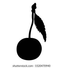 
Isolated vector illustration. Silhouette of cherry berry with leaf.
