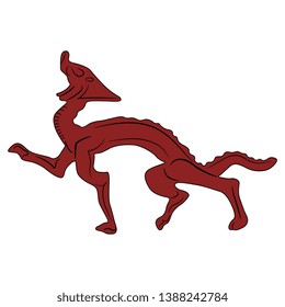 Isolated vector illustration. Silhouette of fantastic dragon. Ancient Chinese ethnic motif. 