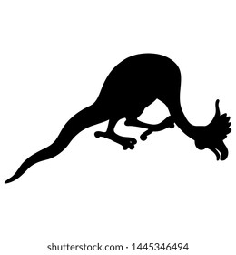 Isolated vector illustration. Silhouette of fantastic medieval creature. Dragon or basilisk. Gothic illuminated manuscript motif.
