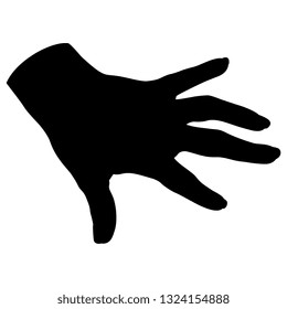 Isolated vector illustration. Silhouette of a left human hand or glove with open fingers. 