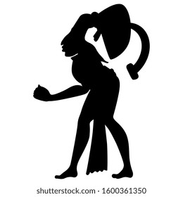 Isolated Vector Illustration. Silhouette Of Mayan Man. Pre-Columbian Mexican Art.