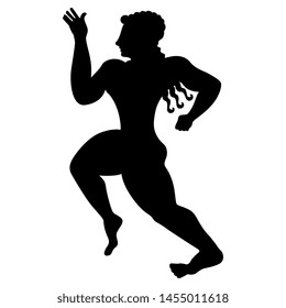 Isolated vector illustration. Silhouette of running Etruscan man.