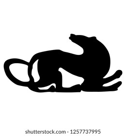 Isolated vector illustration. Silhouette of a stylized dog. Based on ancient Greek vase painting motif. 