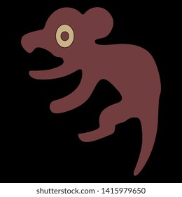Isolated vector illustration. Silhouette of stylized fantastic animal. Ancient Peruvian tribal motif of Mochica Indians.