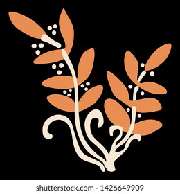 Isolated vector illustration. Silhouette of stylized plant. Ancient Greek vase painting motif.