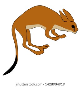 Isolated vector illustration. Silhouette of a stylized Jerboa. (Allactaga tetradactyla). Ancient Egyptian motif. Cartoon style.