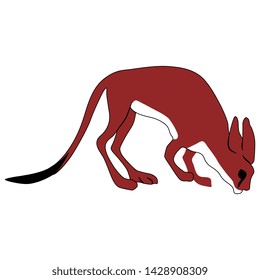 Isolated vector illustration. Silhouette of a stylized Jerboa. (Allactaga tetradactyla). African desert rodent. Ancient Egyptian motif.