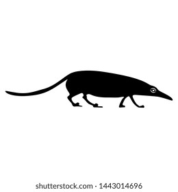 Isolated vector illustration. Silhouette of a stylized shrew. Ancient Egyptian animal motif.