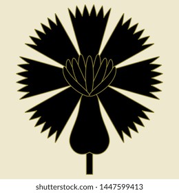 Isolated vector illustration. Silhouette of stylized flower. Folk style. Medieval Indian Mogul motif. 