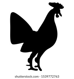 Isolated vector illustration. Silhouette of stylized rooster. Ancient Greek pottery motif.