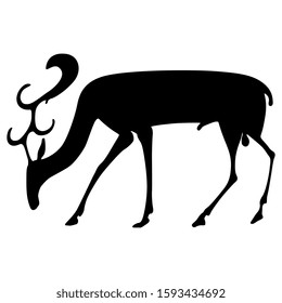 Isolated vector illustration. Silhouette of stylized deer, doe or antelope. Ancient Greek vase painting motif.