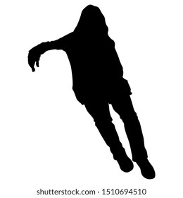 Isolated vector illustration. Silhouette of a young person sitting in reclining pose.