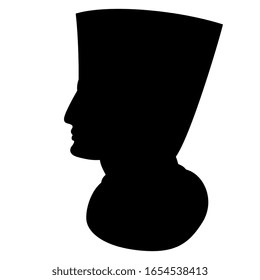  Vektorillustration einzeln. Silhouette Porträt im Profil eines jungen Menschen in königlichen Tiara. Alter ägyptischer Charakter.