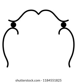 Isolated vector illustration. Simple abstract linear decor. Vintage style. Black silhouette on white background.