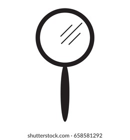 Isolated vector illustration. Simple black and white silhouette of a stylized mirror or magnifying glass.