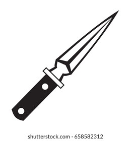 Isolated vector illustration. Simple black and white silhouette of a stylized knife or dagger.