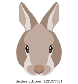 Isolated vector illustration. Simple bunny face. Cartoon style.