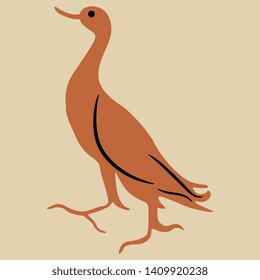 Isolated vector illustration. Simple silhouette of a stylized bird. Vintage folk style.