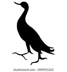 Isolated vector illustration. Simple silhouette of a stylized bird. Black silhouette on white background.