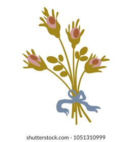 Isolated vector illustration. Simple stylized bouquet of small roses. Flat cartoon style.