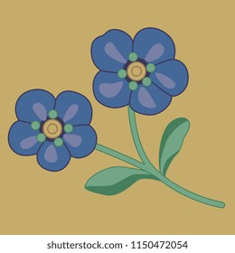 Isolated vector illustration. Simple stylized wild flower. 