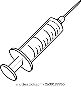 Isolated vector illustration of a simple syringe for medical procedures and healthcare