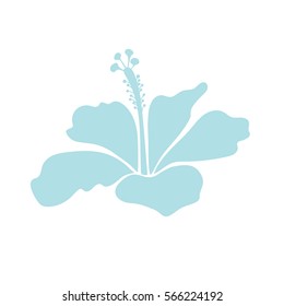 Isolated vector illustration with single neutral on white hibiscus flower. Trendy hibiscus icon.