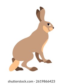 Isolated Vector Illustration of a Sitting Hare.  Ideal for wildlife themes, design projects, and educational materials.