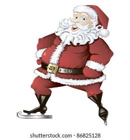 Isolated vector illustration of skating Santa Claus