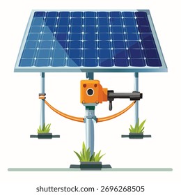 An isolated vector illustration of a smart solar power station.