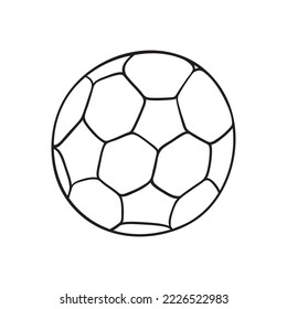 Isolated vector illustration of soccer ball. Cute thin line icon for design, cover etc.