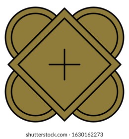 Isolated vector illustration. Square geometrical decor or mandala. Medieval Catholic style.