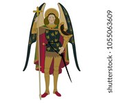 Isolated vector illustration of St. Archangel Michael. Based on ancient painting.