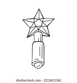 Einzige Vektorgrafik der Sternmagie-Zauberstab. Dünne Linie Icon für Design, Cover etc.