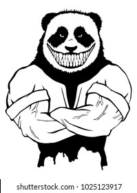 Isolated vector illustration a strong evil wild panda- man.