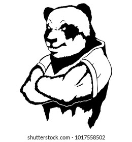 Isolated vector illustration a strong wild panda- man.
