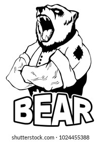 Isolated vector illustration a strong wild bear- man. Logo