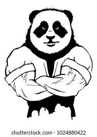 Isolated vector illustration a strong wild panda- man.