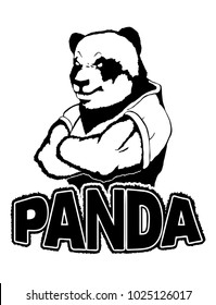 Isolated vector illustration a strong wild panda- man.